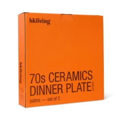 Servies 70s ceramics dinner plates palms - set van 2