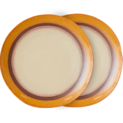 Servies 70's Ceramics Dinner Plates coconut - set van 2