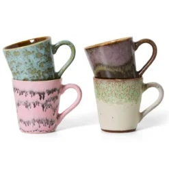 Servies 70's Ceramics espresso mok Brutalism - set van 4