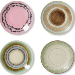 Servies 70's Ceramics gebaksbordje doodle - set van 4