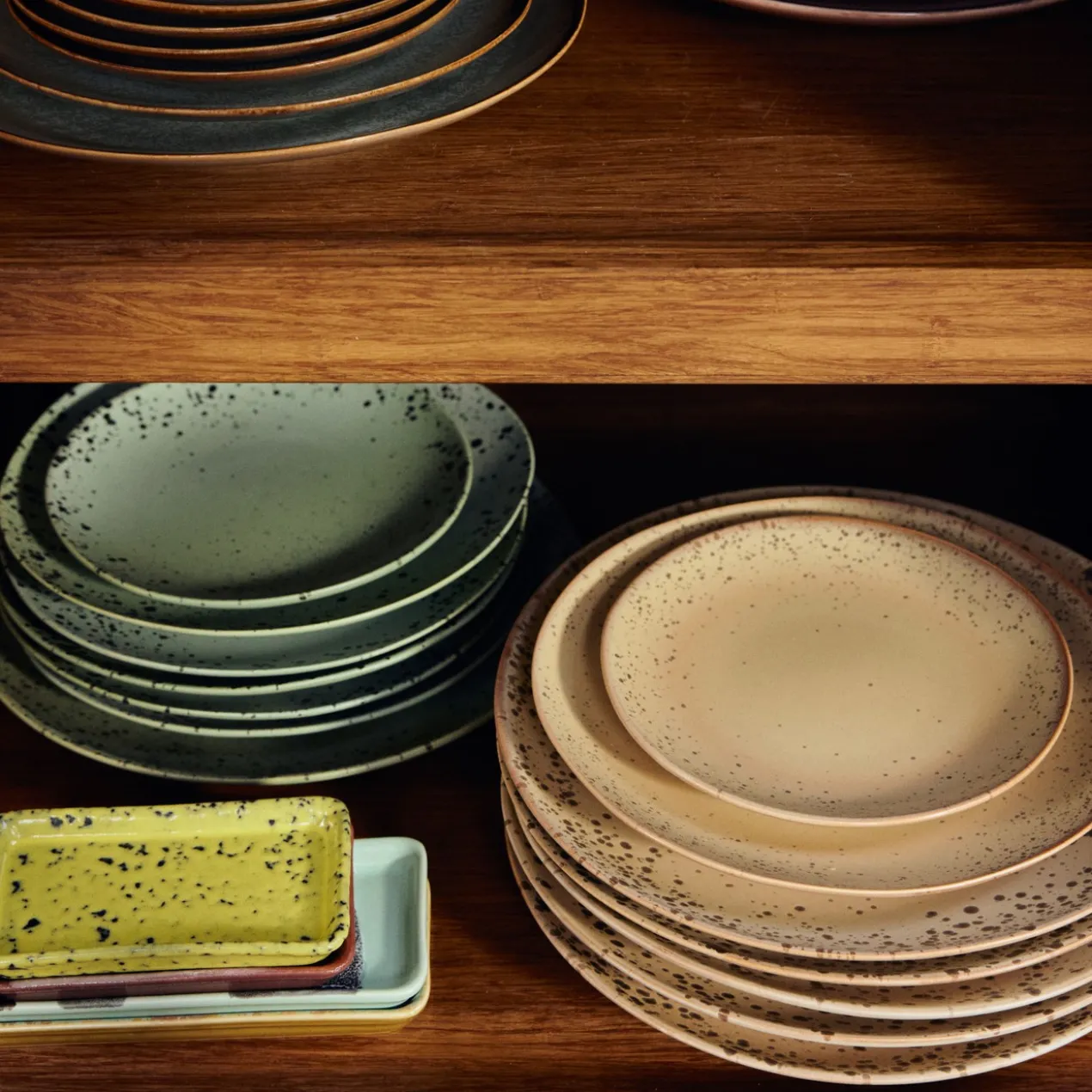 Servies 70's ceramics gebaksbordje fleck - set van 2