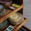 Servies 70's ceramics gebaksbordje grit - set van 2