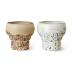 Servies 70's Ceramics Lungo Mugs coral - set van 2