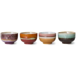 Servies 70's Ceramics Noodle schaal Geyser - set van 4