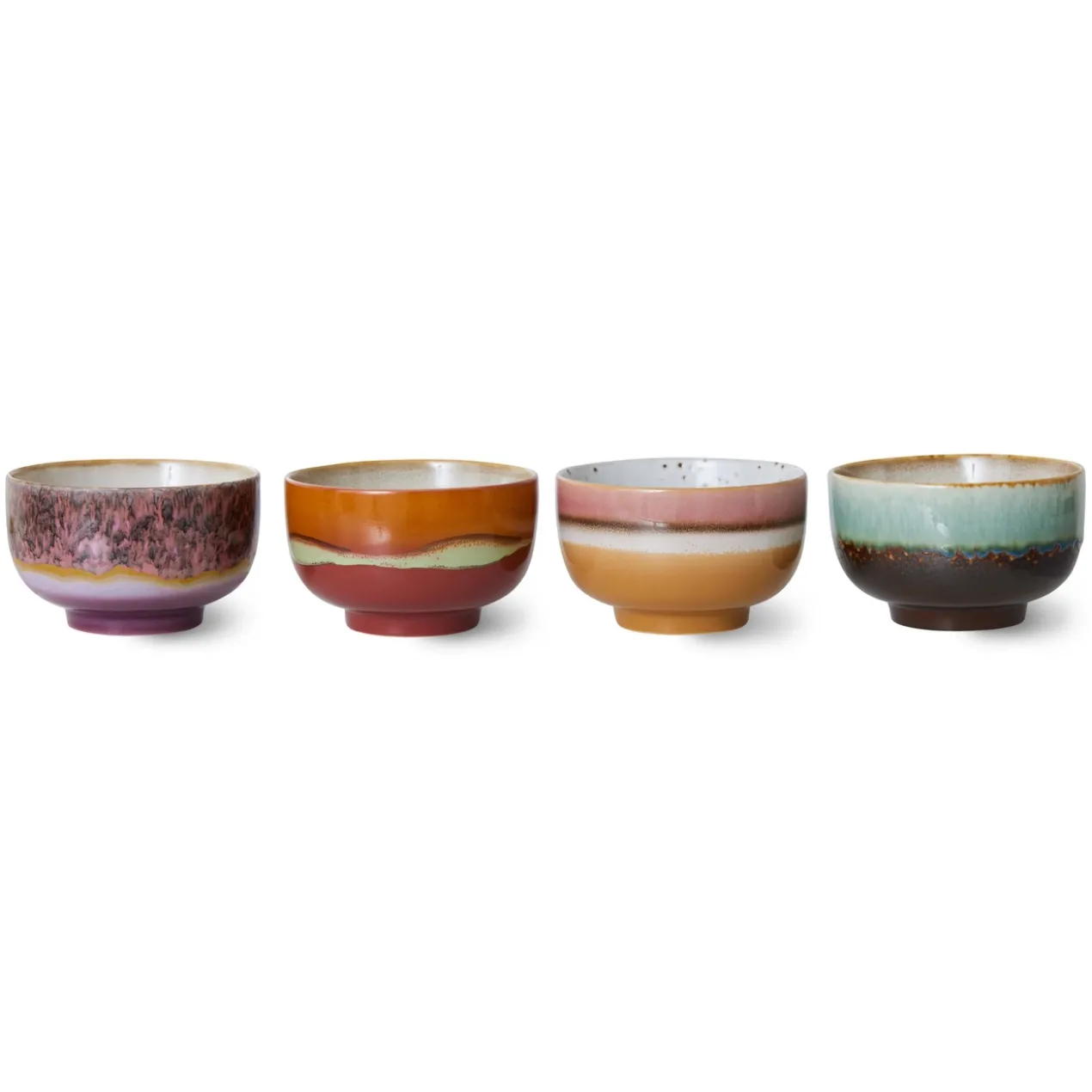 Servies 70's Ceramics Noodle schaal Geyser - set van 4