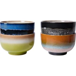 Servies 70's Ceramics Noodle schaal Groovy - set van 4