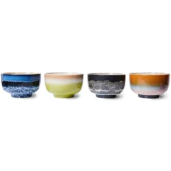 Servies 70's Ceramics Noodle schaal Groovy - set van 4
