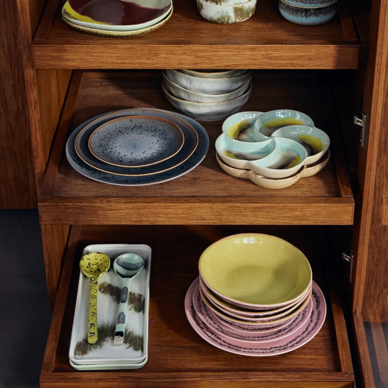 Servies 70's ceramics ontbijtbord bubble - set van 2