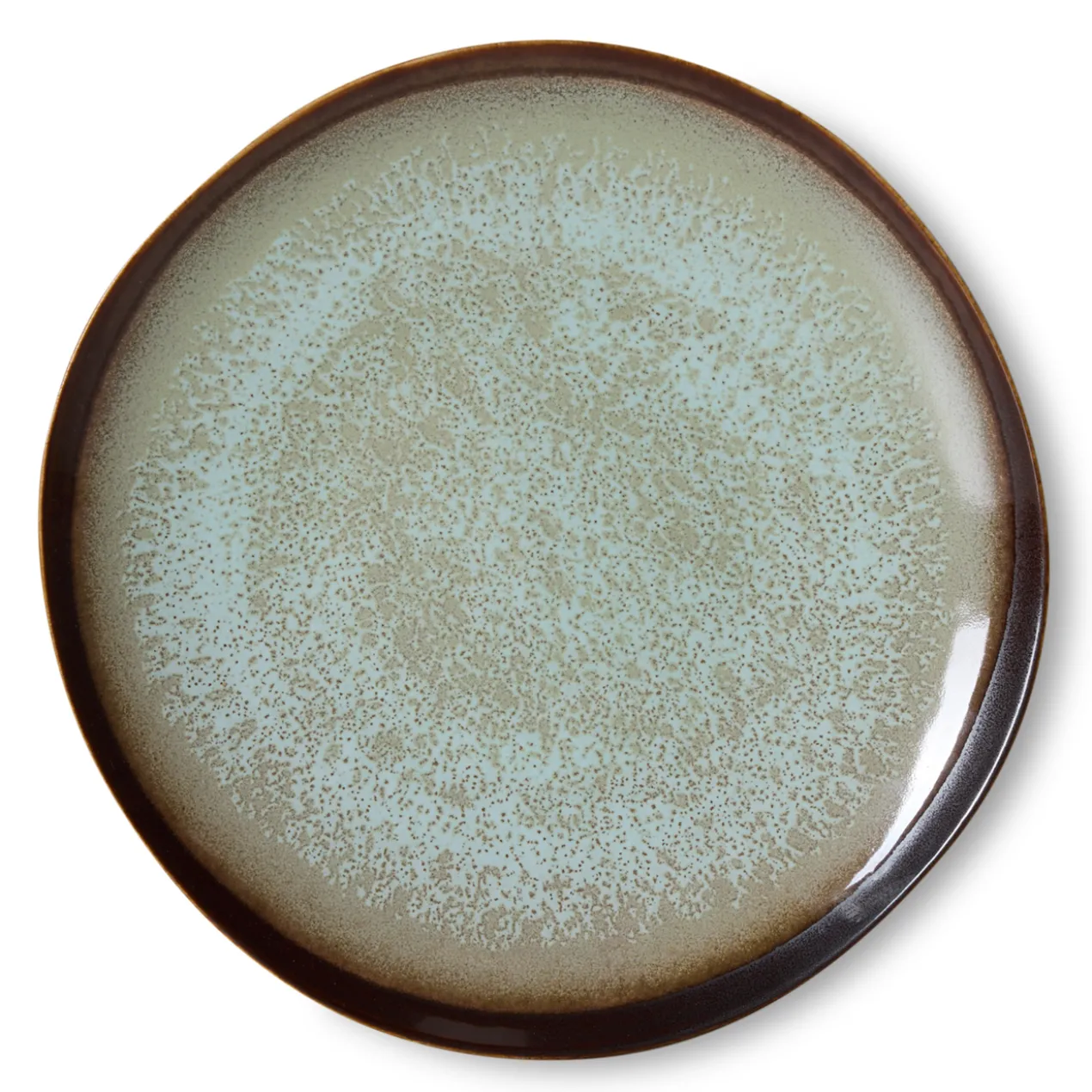 Servies 70's ceramics ontbijtbord contrast - set van 2