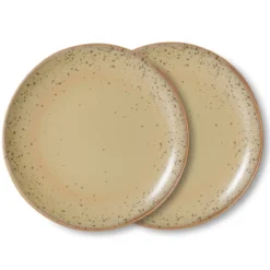 Servies 70's ceramics ontbijtbord grit - set van 2