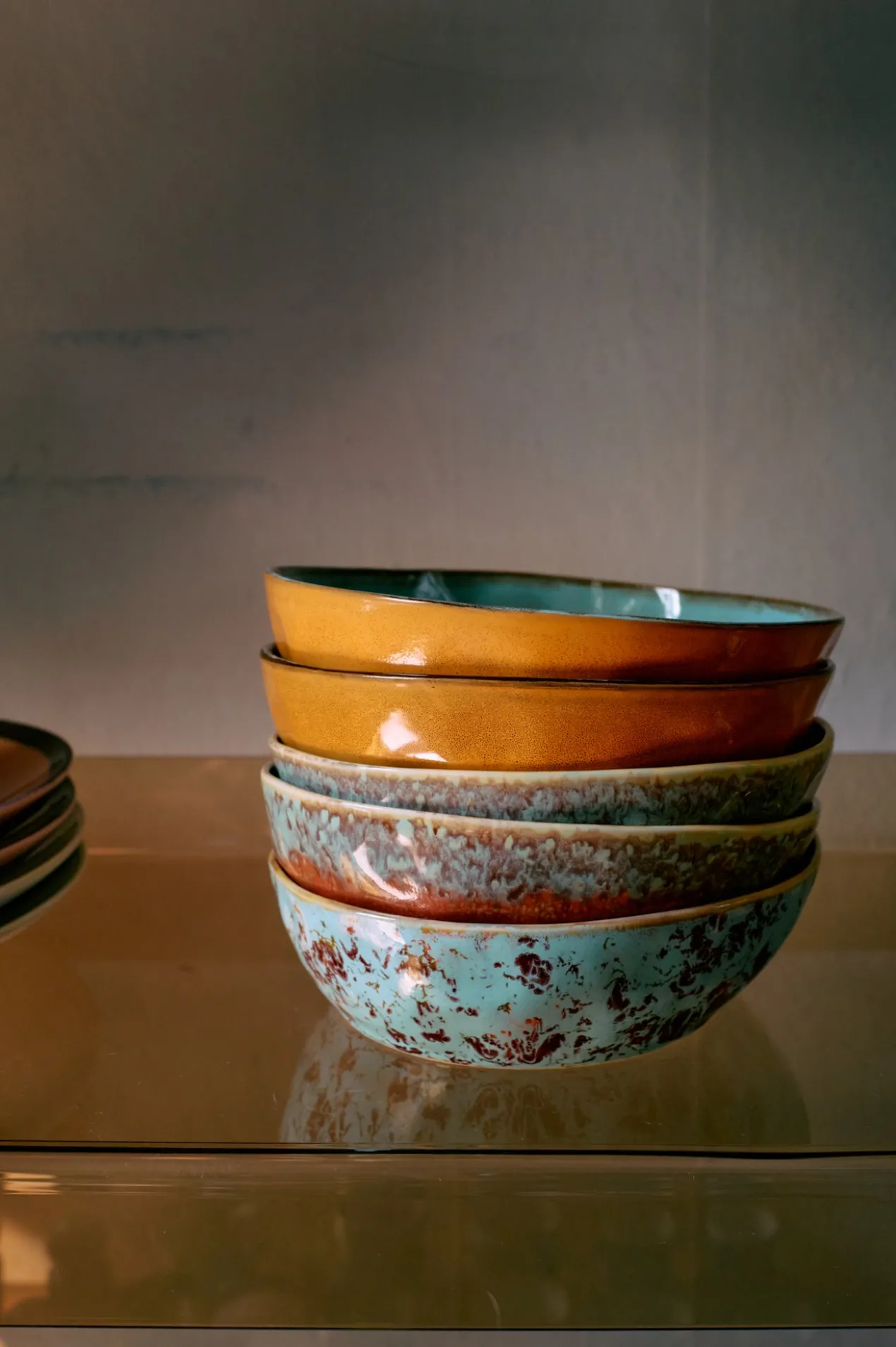 Servies 70's Ceramics pasta kom patina - set van 2