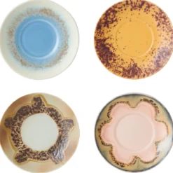 Servies 70s ceramics saucers ocean - set van 4
