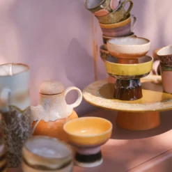 Servies 70s ceramics tapas schaal op voet L creek