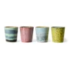 Servies 70's coffee mok artistic - set van 4