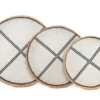Set bamboe kraaltjes dienbladen / wanddecoratie wit/zwart
