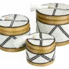 Set bamboe offermanden kraaltjes rond wit/zwart