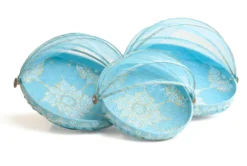 Set bamboe vliegenmanden - turquoise + wit/goud