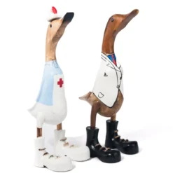 Set houten eenden dokter en zuster