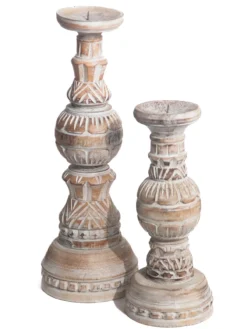 Set houten kandelaren Tangan in diverse kleuren natural