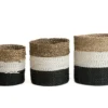 Set seagrass plantenmanden zwart/wit/naturel S+M+L