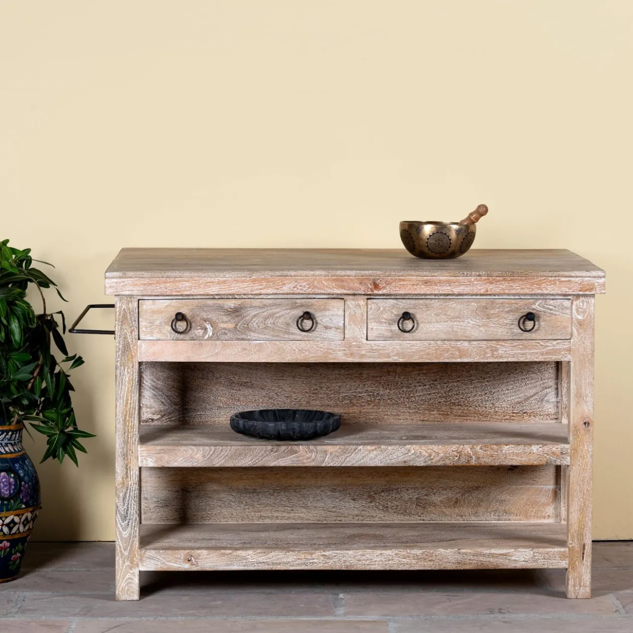 Shray - Mangohouten Consoletafel White Wash