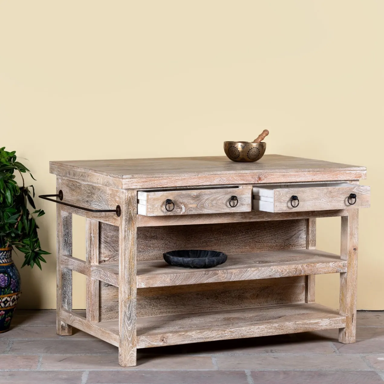 Shray - Mangohouten Consoletafel White Wash