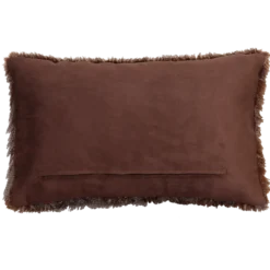 Sierkussen bont donker bruin ecru 57x38 cm