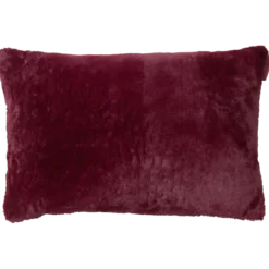 Sierkussen bont linnen bordeaux 57x37 cm