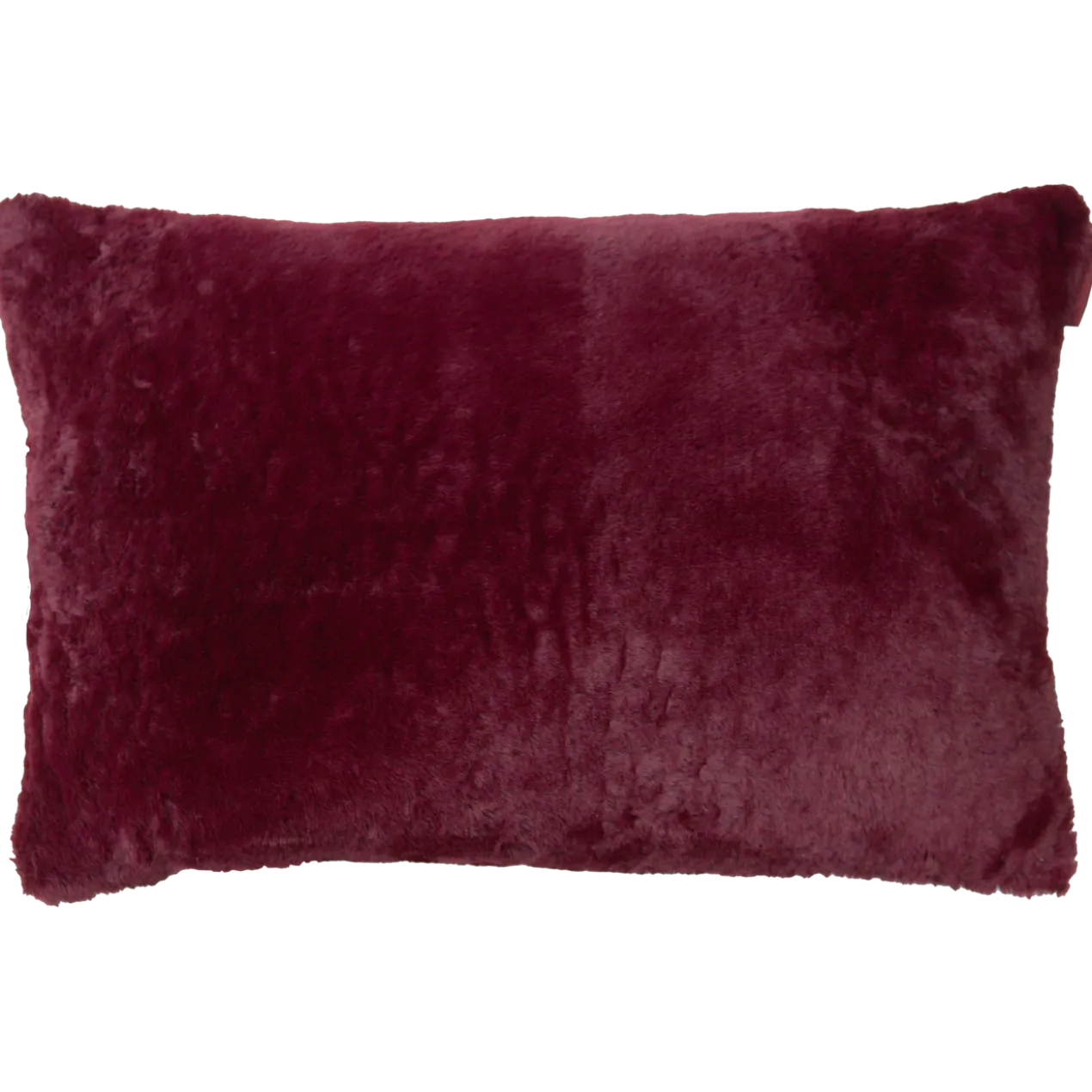 Sierkussen bont linnen bordeaux 57x37 cm