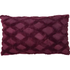 Sierkussen bont ruit bordeaux 56x36 cm