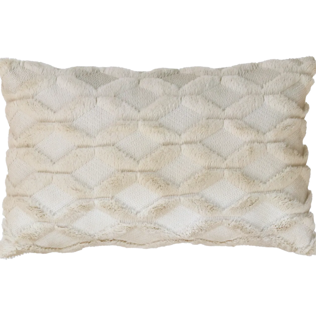 Sierkussen bont ruit ecru 56x36 cm