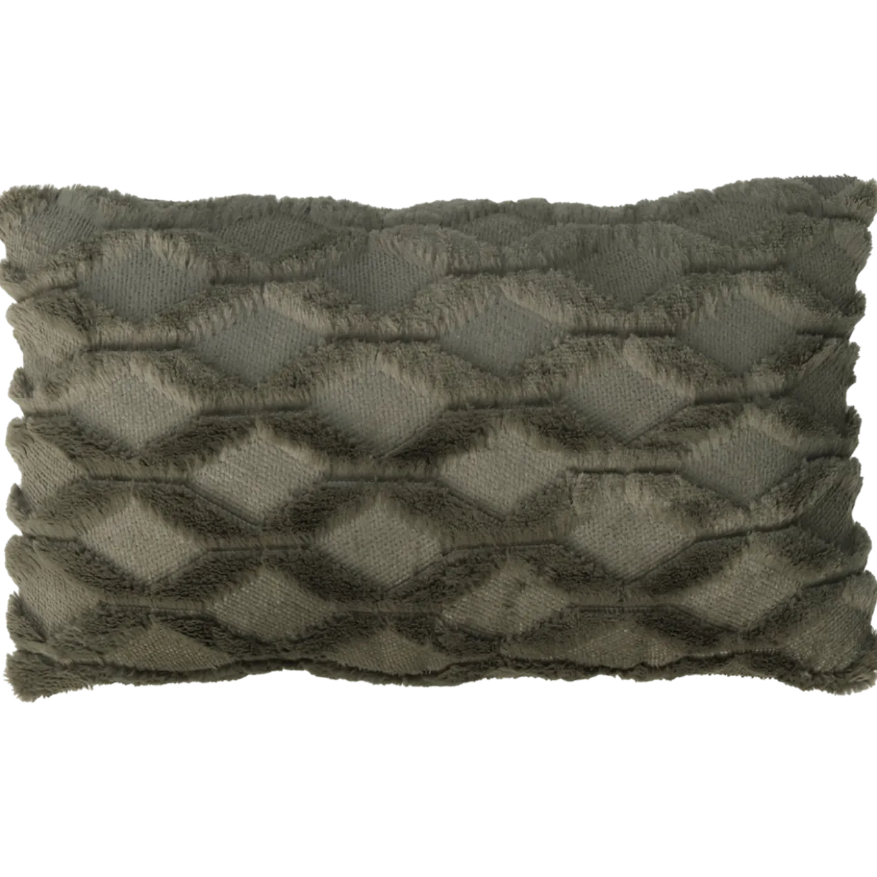 Sierkussen bont ruit olijf 56x36 cm