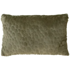 Sierkussen bont suede dot olijf 57x37 cm