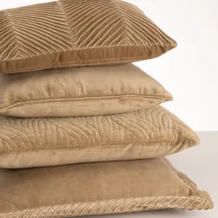 Sierkussen Cord piping velours beige 45x45 cm