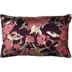 Sierkussen flower aubergine goud 57x37 cm