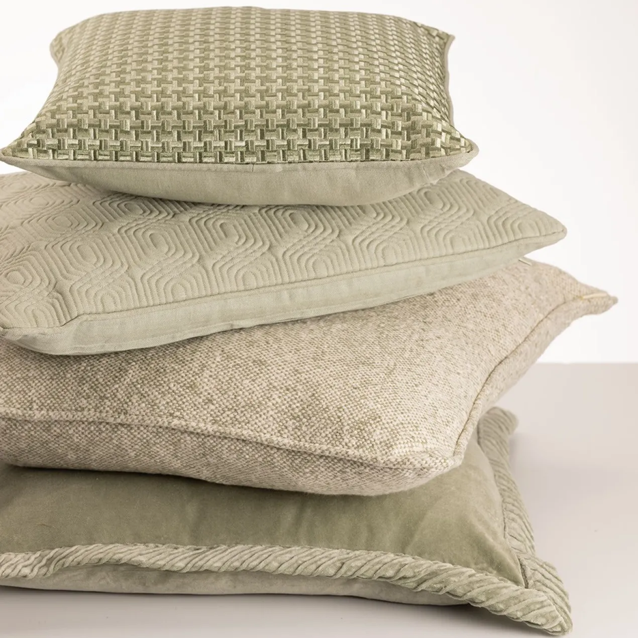 Sierkussen Geo Deco linnen dewgreen 35x55 cm