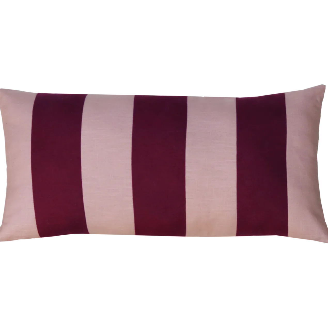 Sierkussen linnen streep bordeaux roze 64x33 cm