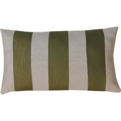 Sierkussen linnen streep olijf zand 64x33 cm