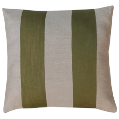 Sierkussen linnen streep olijf zand 45x45 cm