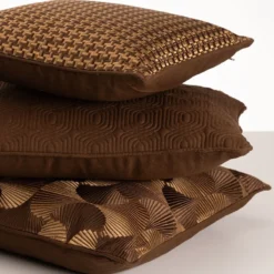 Sierkussen Richstitch linnen mocca macha 40x40 cm