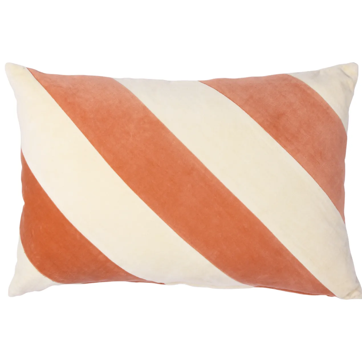 Sierkussen Striped Velvet 60x40 cm peach/cream