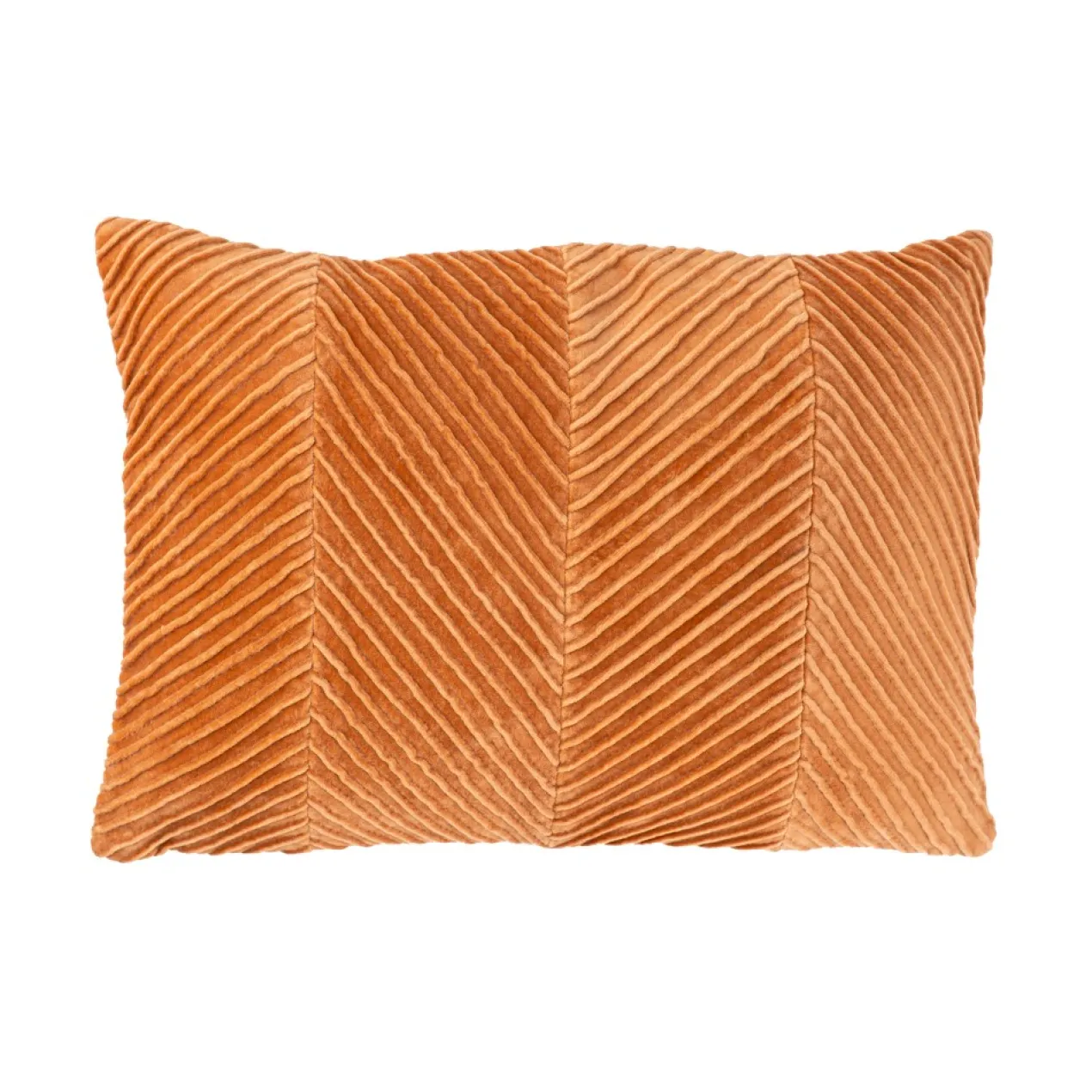 Sierkussen velours tucked allover orange brass