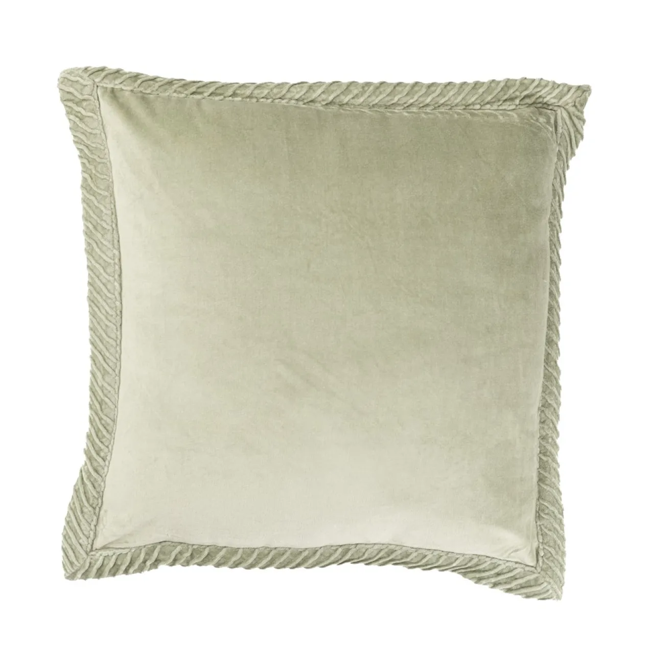 Sierkussen velours tucked border dewgreen