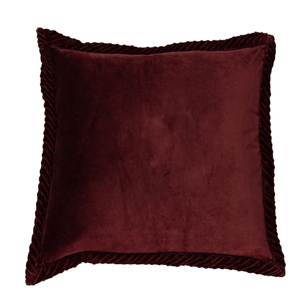 Sierkussen velours tucked border aubergine