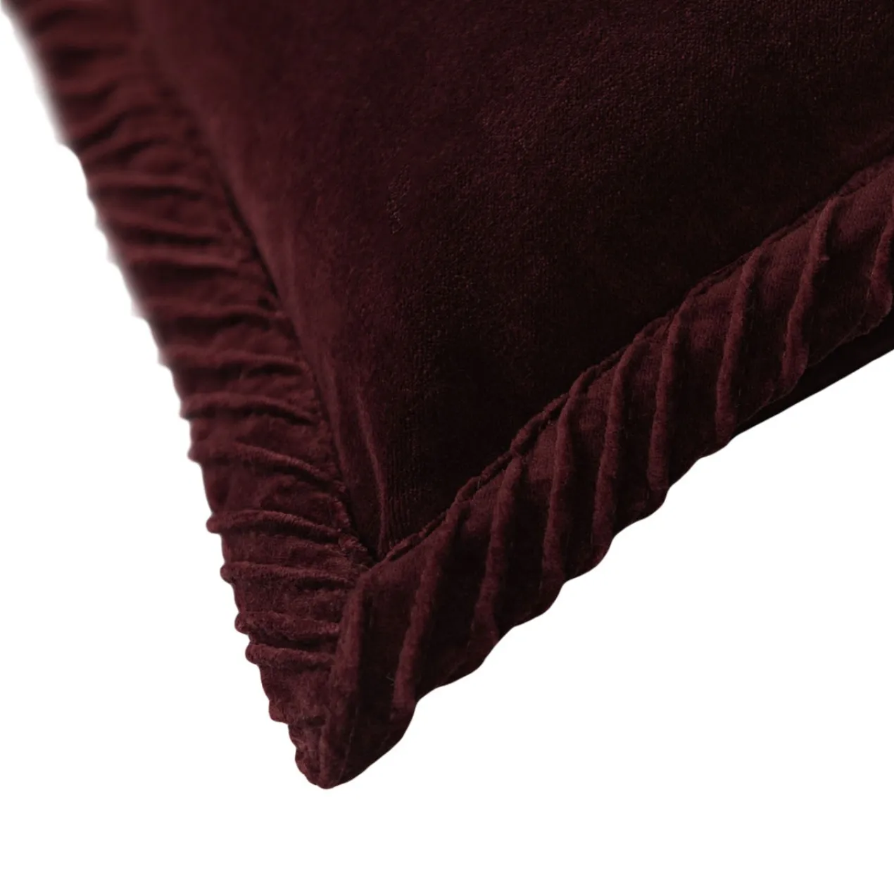 Sierkussen velours tucked border aubergine