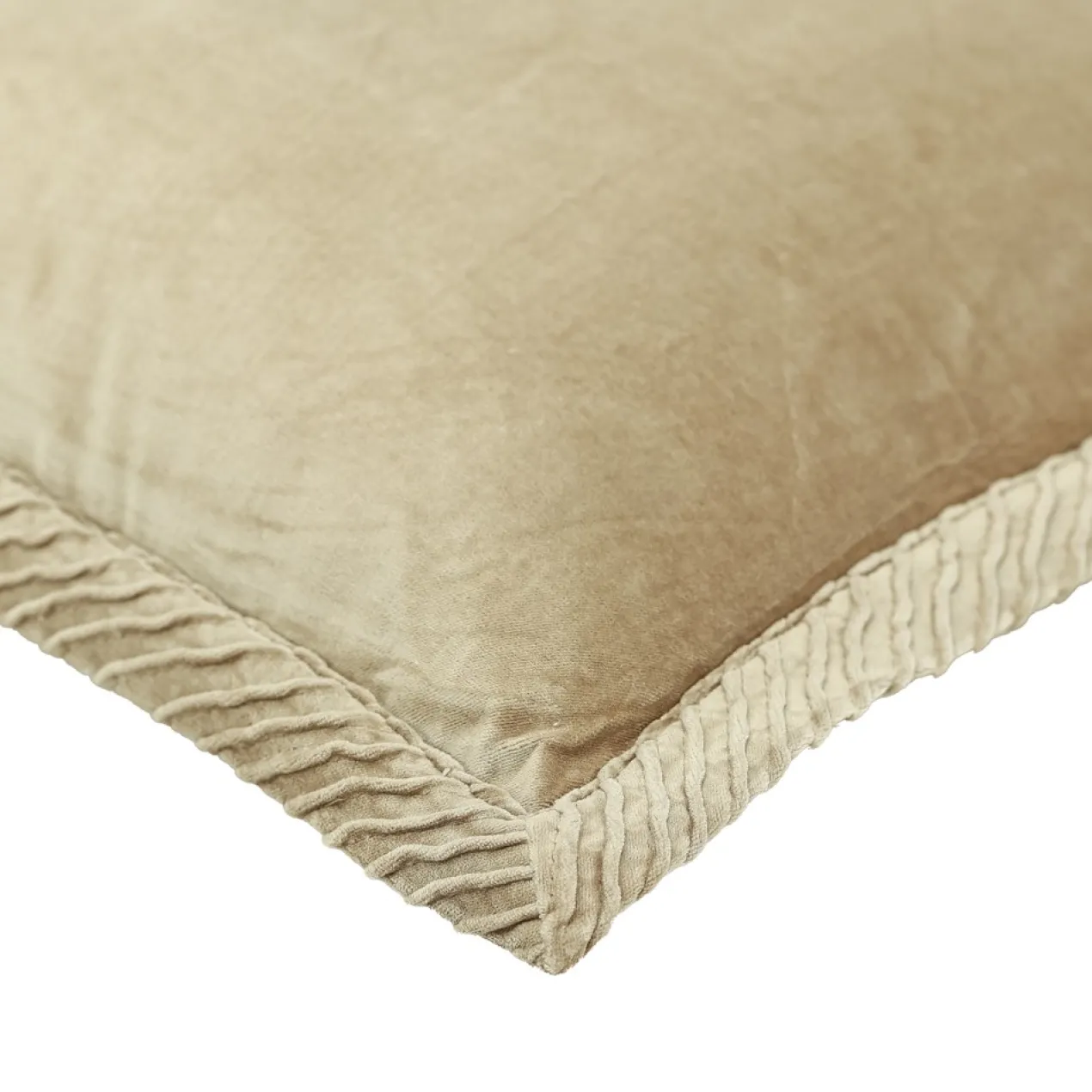 Sierkussen velours tucked border beige