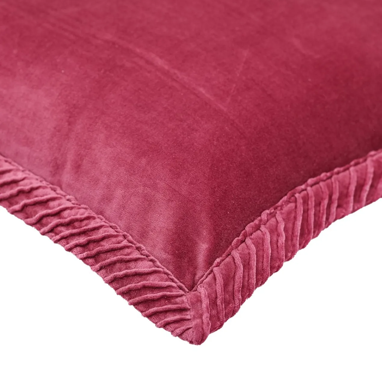 Sierkussen velours tucked border blush pink