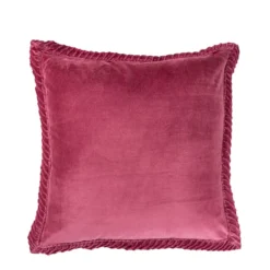 Sierkussen velours tucked border blush pink
