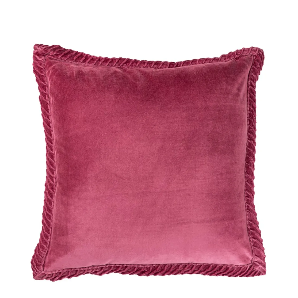 Sierkussen velours tucked border blush pink