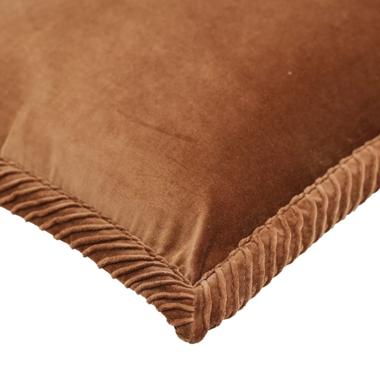 Sierkussen velours tucked border moccamatcha